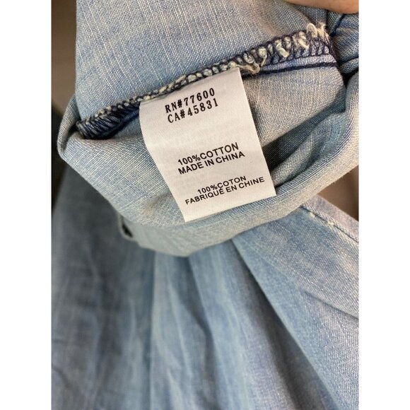 Free People x Sandrine Rose Mandarin Collar Denim Tunic Shirt Size Medium EUC - Picture 9 of 9